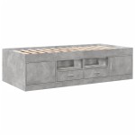 vidaXL Pat de zi cu sertare fără saltea, gri beton, 90x200 cm