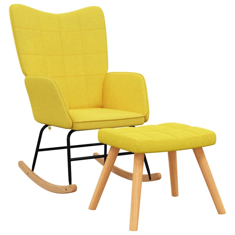 vidaXL Scaun balansoar cu taburet, galben muștar, textil