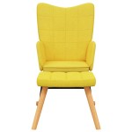 vidaXL Scaun balansoar cu taburet, galben muștar, textil vidaXL Scaun balansoar cu taburet, galben muștar, textil