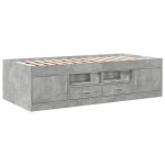 vidaXL Pat de zi cu sertare fără saltea, gri beton, 90x190 cm