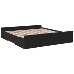 vidaXL Cadru de pat cu sertare negru 200x200 cm lemn prelucrat