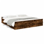 vidaXL Cadru de pat cu sertare stejar fumuriu 200x200cm lemn prelucrat