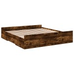 vidaXL Cadru de pat cu sertare stejar fumuriu 200x200cm lemn prelucrat