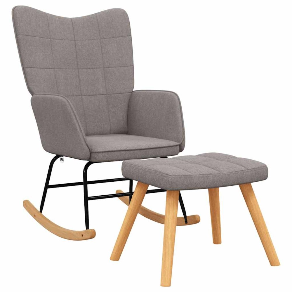 vidaXL Scaun balansoar cu taburet, gri taupe, textil