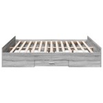 vidaXL Cadru de pat cu sertare gri sonoma 200x200 cm lemn prelucrat