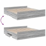 vidaXL Cadru de pat cu sertare gri sonoma 200x200 cm lemn prelucrat