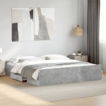 vidaXL Cadru de pat cu sertare, gri beton, 180x200 cm, lemn prelucrat vidaXL Cadru de pat cu sertare, gri beton, 180x200 cm, lemn prelucrat