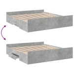 vidaXL Cadru de pat cu sertare, gri beton, 180x200 cm, lemn prelucrat vidaXL Cadru de pat cu sertare, gri beton, 180x200 cm, lemn prelucrat