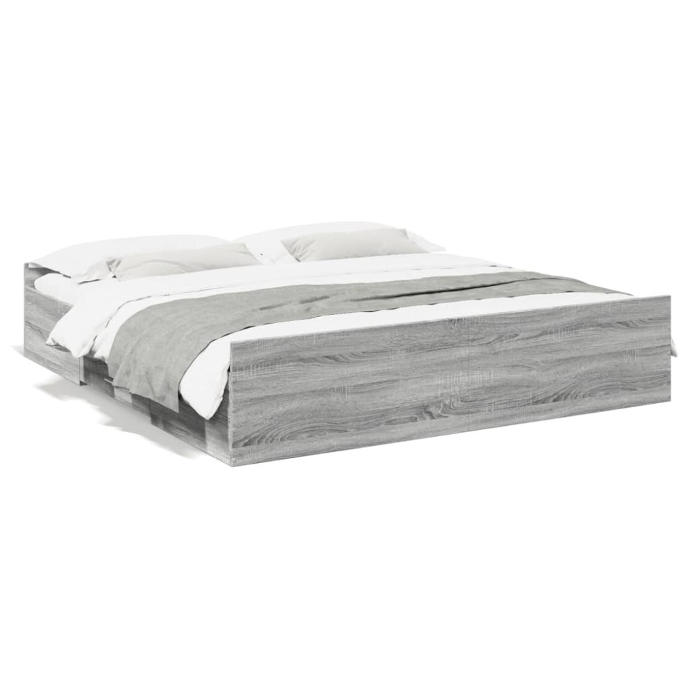 vidaXL Cadru de pat cu sertare gri sonoma 180x200 cm lemn prelucrat