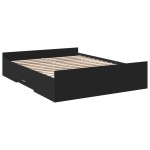 vidaXL Cadru de pat cu sertare, negru, 160x200 cm, lemn prelucrat