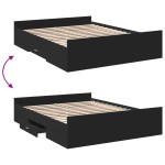 vidaXL Cadru de pat cu sertare, negru, 160x200 cm, lemn prelucrat