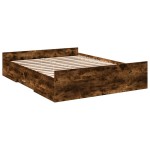 vidaXL Cadru de pat cu sertare stejar fumuriu 160x200cm lemn prelucrat
