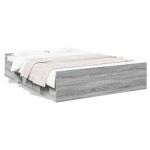 vidaXL Cadru de pat cu sertare gri sonoma 150x200 cm lemn prelucrat