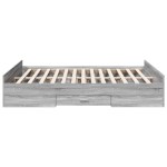 vidaXL Cadru de pat cu sertare gri sonoma 150x200 cm lemn prelucrat