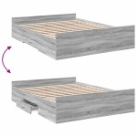 vidaXL Cadru de pat cu sertare gri sonoma 150x200 cm lemn prelucrat