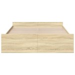 vidaXL Cadru de pat cu sertare stejar sonoma 140x200 cm lemn prelucrat