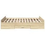 vidaXL Cadru de pat cu sertare stejar sonoma 120x200 cm lemn prelucrat vidaXL Cadru de pat cu sertare stejar sonoma 120x200 cm lemn prelucrat