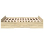 vidaXL Cadru de pat cu sertare stejar sonoma 140x190 cm lemn prelucrat