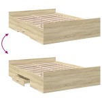 vidaXL Cadru de pat cu sertare stejar sonoma 140x190 cm lemn prelucrat