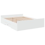 vidaXL Cadru de pat cu sertare, alb, 135x190 cm, lemn prelucrat