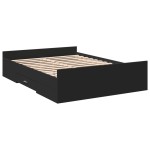 vidaXL Cadru de pat cu sertare, negru, 135x190 cm, lemn prelucrat vidaXL Cadru de pat cu sertare, negru, 135x190 cm, lemn prelucrat