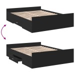 vidaXL Cadru de pat cu sertare, negru, 135x190 cm, lemn prelucrat vidaXL Cadru de pat cu sertare, negru, 135x190 cm, lemn prelucrat