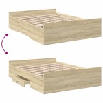 vidaXL Cadru de pat cu sertare stejar sonoma 135x190 cm lemn prelucrat