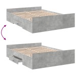 vidaXL Cadru de pat cu sertare, gri beton, 135x190 cm, lemn prelucrat vidaXL Cadru de pat cu sertare, gri beton, 135x190 cm, lemn prelucrat