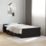 vidaXL Cadru de pat cu sertare, negru, 100x200 cm, lemn prelucrat vidaXL Cadru de pat cu sertare, negru, 100x200 cm, lemn prelucrat