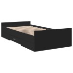 vidaXL Cadru de pat cu sertare, negru, 100x200 cm, lemn prelucrat vidaXL Cadru de pat cu sertare, negru, 100x200 cm, lemn prelucrat