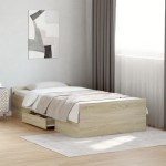 vidaXL Cadru de pat cu sertare stejar sonoma 100x200 cm lemn prelucrat vidaXL Cadru de pat cu sertare stejar sonoma 100x200 cm lemn prelucrat