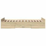 vidaXL Cadru de pat cu sertare stejar sonoma 100x200 cm lemn prelucrat vidaXL Cadru de pat cu sertare stejar sonoma 100x200 cm lemn prelucrat