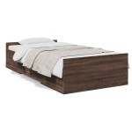 vidaXL Cadru de pat cu sertare, stejar maro, 100x200 cm lemn prelucrat