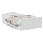 vidaXL Cadru de pat cu sertare, alb, 75x190 cm, lemn prelucrat vidaXL Cadru de pat cu sertare, alb, 75x190 cm, lemn prelucrat