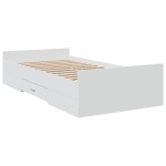 vidaXL Cadru de pat cu sertare, alb, 75x190 cm, lemn prelucrat vidaXL Cadru de pat cu sertare, alb, 75x190 cm, lemn prelucrat