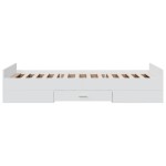 vidaXL Cadru de pat cu sertare, alb, 75x190 cm, lemn prelucrat vidaXL Cadru de pat cu sertare, alb, 75x190 cm, lemn prelucrat
