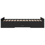 vidaXL Cadru de pat cu sertare, negru, 75x190 cm, lemn prelucrat