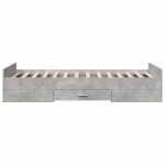 vidaXL Cadru de pat cu sertare, gri beton, 75x190 cm, lemn prelucrat vidaXL Cadru de pat cu sertare, gri beton, 75x190 cm, lemn prelucrat