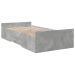 vidaXL Cadru de pat cu sertare, gri beton, 75x190 cm, lemn prelucrat vidaXL Cadru de pat cu sertare, gri beton, 75x190 cm, lemn prelucrat