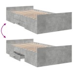 vidaXL Cadru de pat cu sertare, gri beton, 75x190 cm, lemn prelucrat vidaXL Cadru de pat cu sertare, gri beton, 75x190 cm, lemn prelucrat