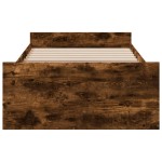 vidaXL Cadru de pat cu sertare stejar fumuriu 75x190 cm lemn prelucrat