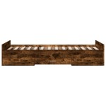 vidaXL Cadru de pat cu sertare stejar fumuriu 75x190 cm lemn prelucrat