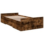 vidaXL Cadru de pat cu sertare stejar fumuriu 75x190 cm lemn prelucrat