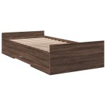vidaXL Cadru de pat cu sertare stejar maro 75x190 cm lemn prelucrat