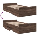 vidaXL Cadru de pat cu sertare stejar maro 75x190 cm lemn prelucrat