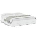vidaXL Cadru de pat cu sertare alb 200x200 cm lemn prelucrat