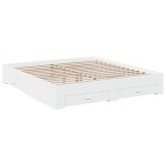 vidaXL Cadru de pat cu sertare alb 200x200 cm lemn prelucrat