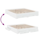 vidaXL Cadru de pat cu sertare alb 200x200 cm lemn prelucrat