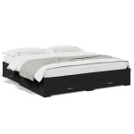 vidaXL Cadru de pat cu sertare negru 200x200 cm lemn prelucrat