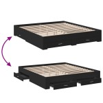 vidaXL Cadru de pat cu sertare negru 200x200 cm lemn prelucrat